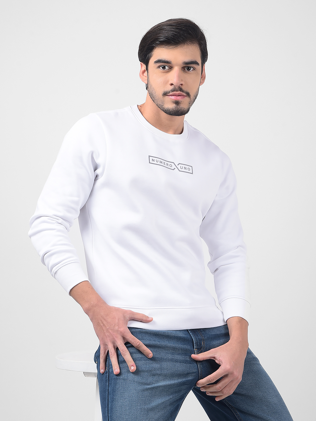 Numero Uno Men Typography White Sweat Shirt